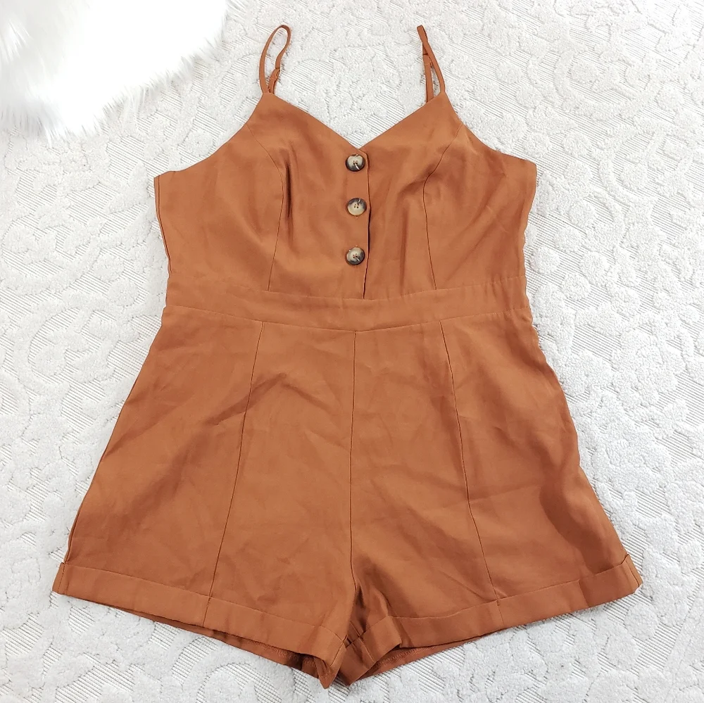 Shein Curve burnt orange summer romper - Picture 1 of 9